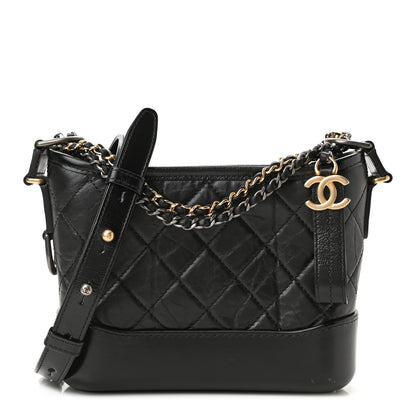 Chanel Aged Calfskin Quilted Small Gabrielle Hobo Black 1 of 11