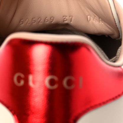 Gucci Calfskin Stripe Womens New Ace Sneakers 37 New Mystic White Ecru Red Flame 8 of 10