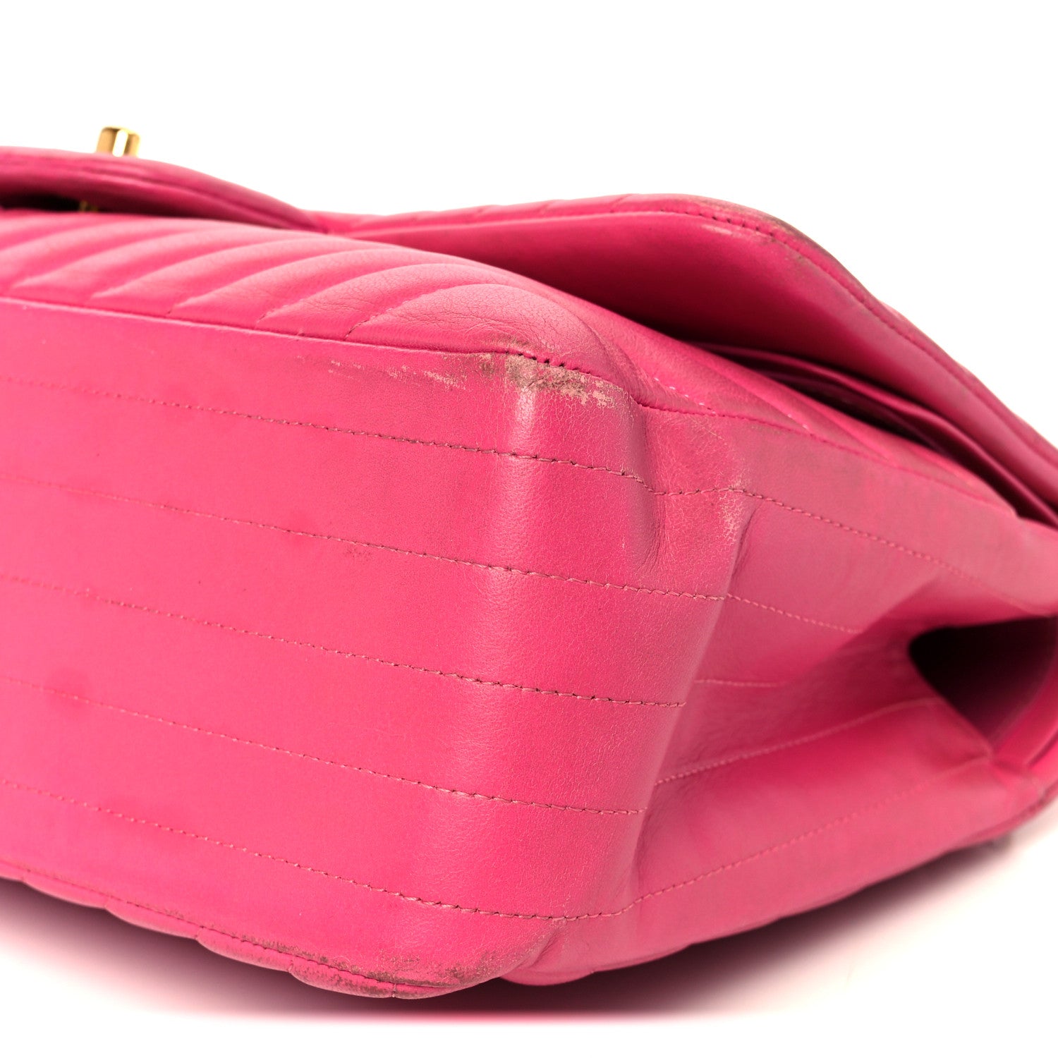 Chanel Lambskin Chevron Quilted Jumbo Double Flap Dark Pink 11 of 13