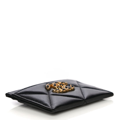 Chanel Lambskin Quilted Chanel 19 Card Holder Black 4 of 11