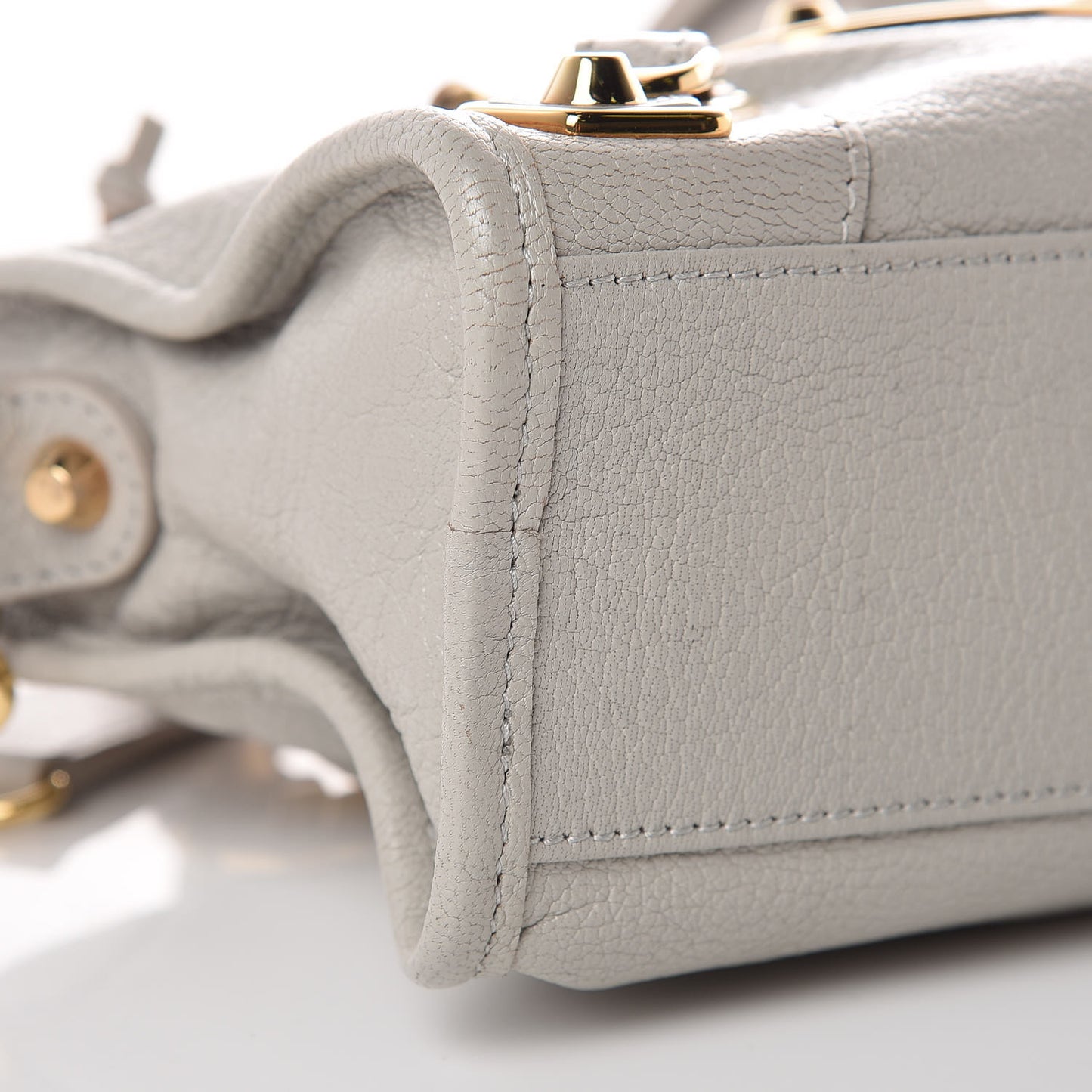 Chevre Gold Metallic Edge Hardware Mini City Gris Glace