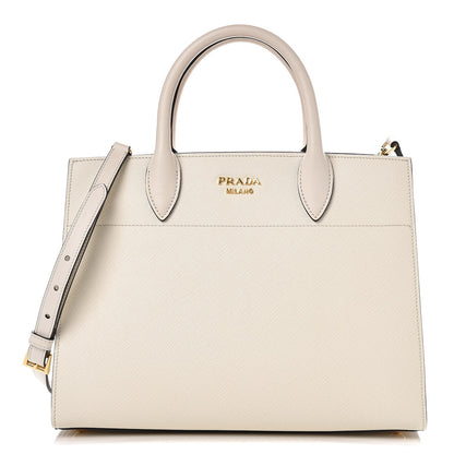 Prada Saffiano City Calf Bibliotheque Bag White Begonia 1 of 11