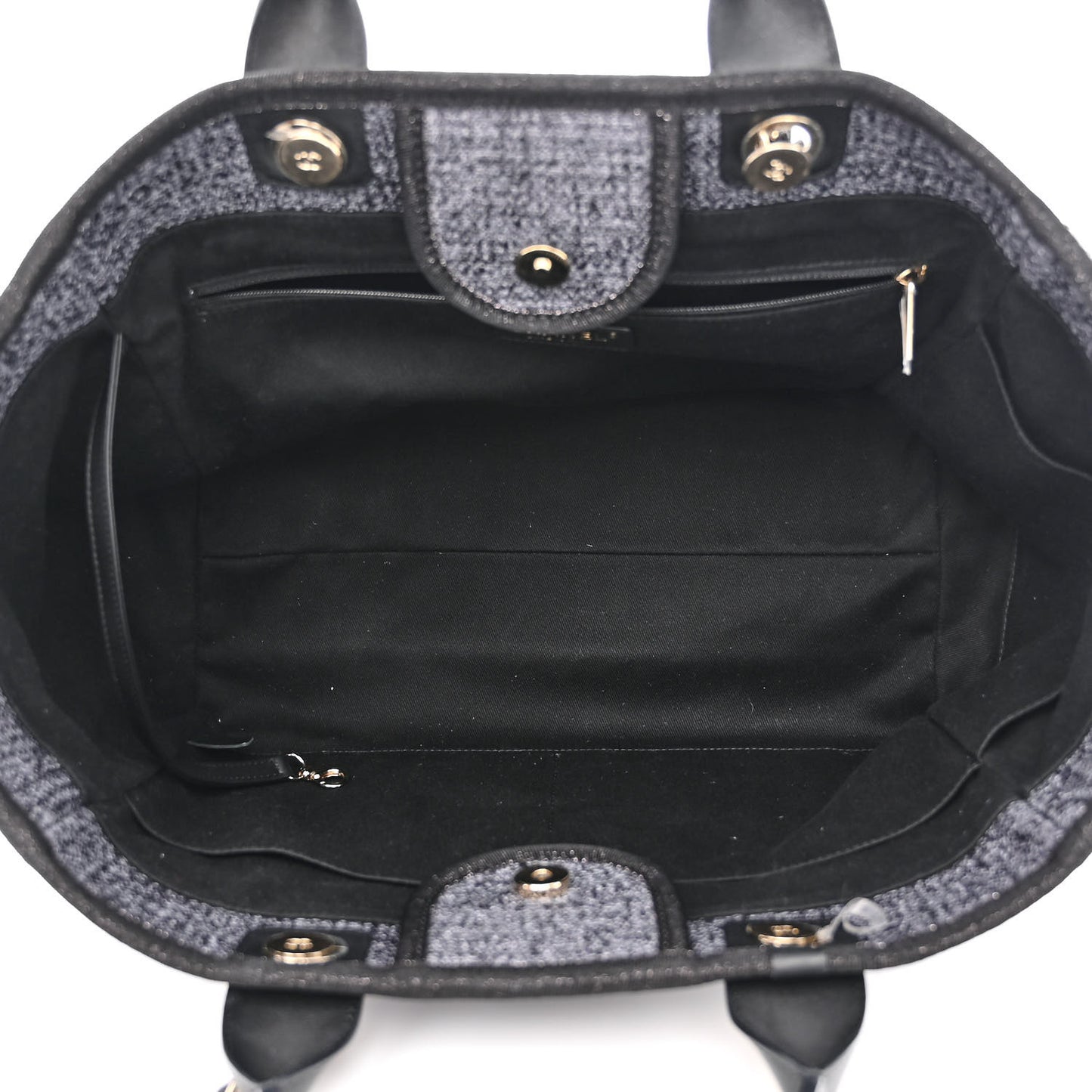 Lurex Boucle Medium Deauville Tote Black