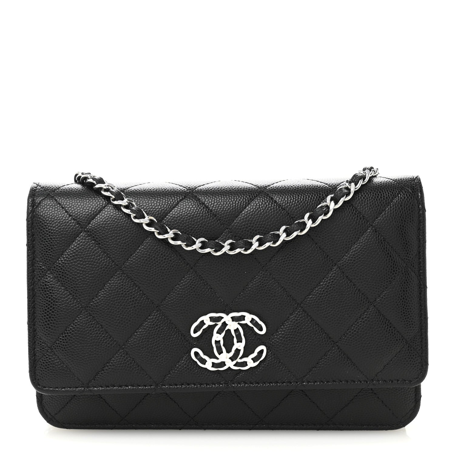 Chanel Caviar Quilted Crystal CC Wallet On Chain WOC Black 1 of 11