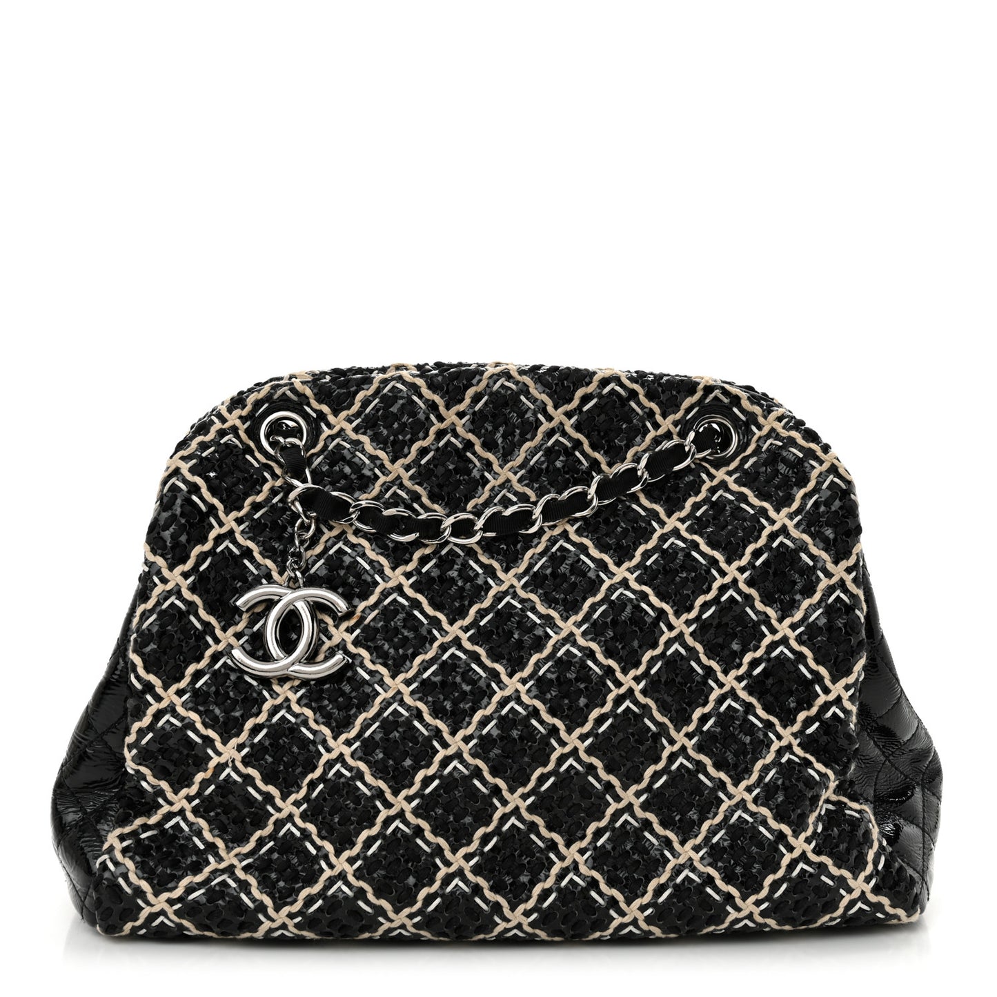 Patent Hand Embroidered Large Just Mademoiselle Black