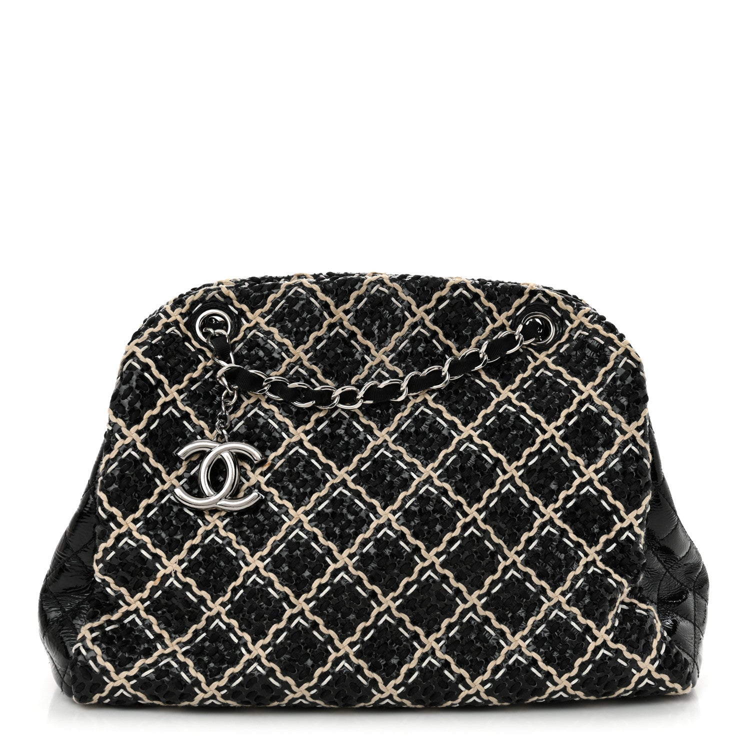 Chanel Patent Hand Embroidered Large Just Mademoiselle Black 1 of 11