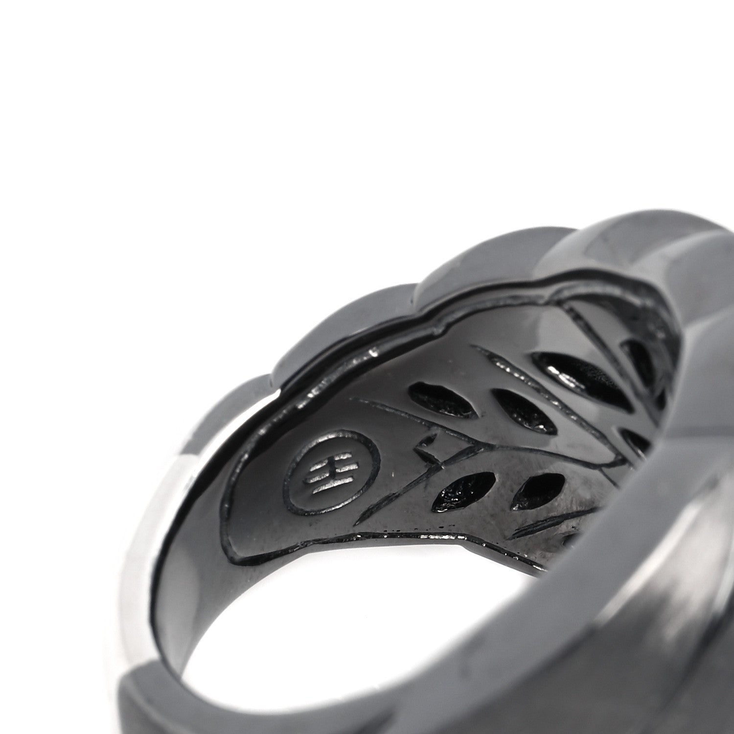 John Hardy Blackened Sterling Silver Diamond Wide Modern Chain Ring 53 6.25 4 of 5