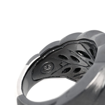 John Hardy Blackened Sterling Silver Diamond Wide Modern Chain Ring 53 6.25 4 of 5