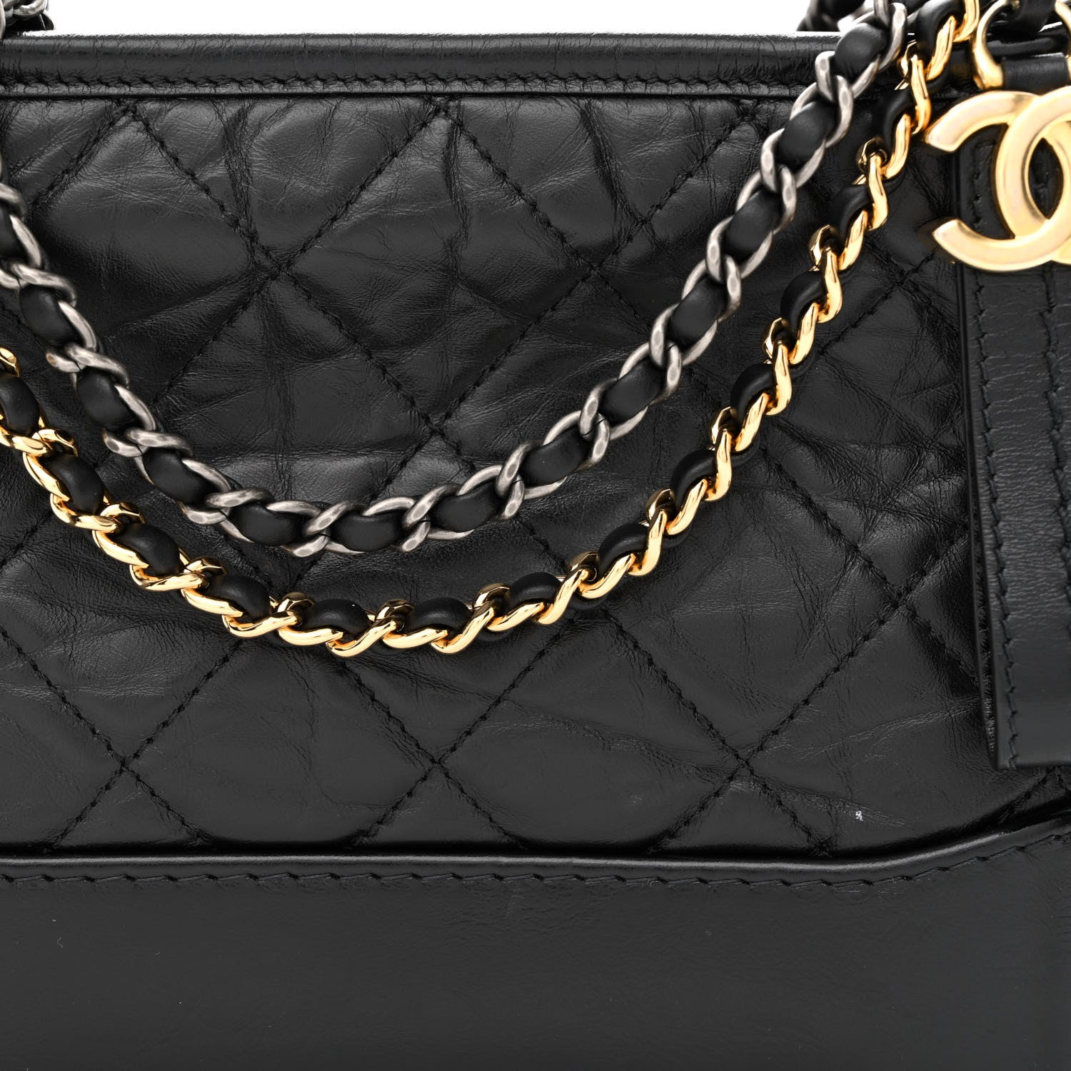 Chanel Aged Calfskin Quilted Small Gabrielle Hobo Black 8 of 10