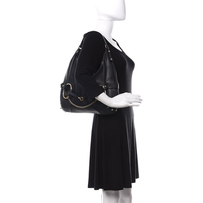 Gucci Calfskin Horsebit Chain Hobo Black 2 of 13
