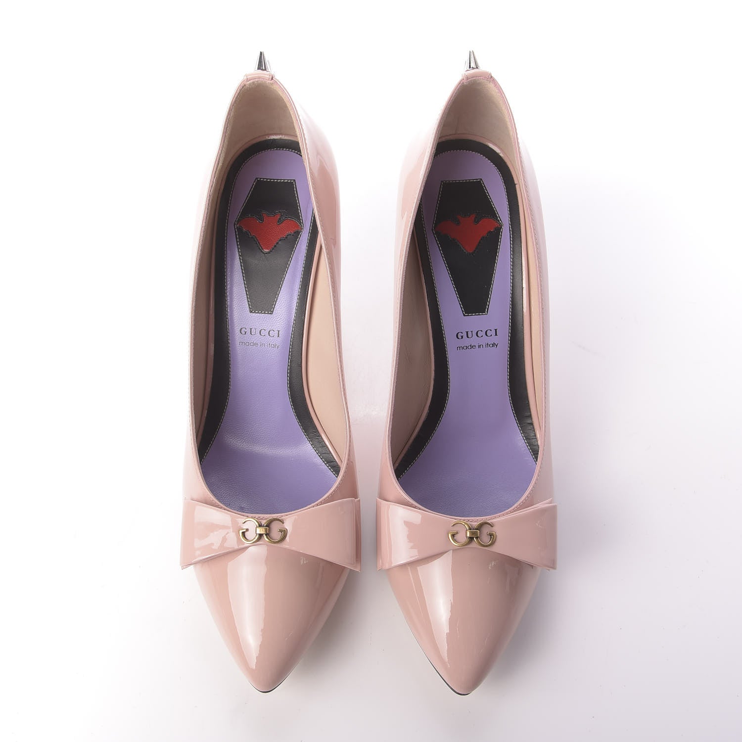 Gucci Patent GG Bow Sadie Spike Mid Heel Pumps 40 Perfect Pink 5 of 11