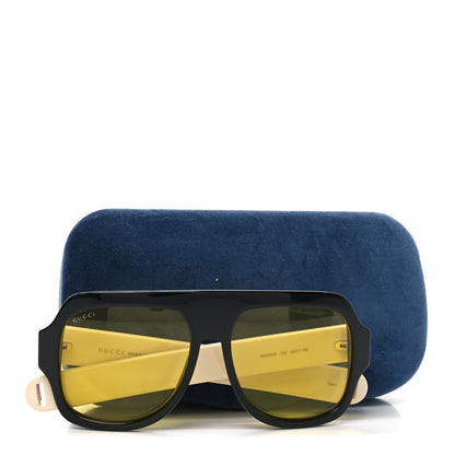 Gucci Acetate Sunglasses GG0255S Black Yellow 7 of 7