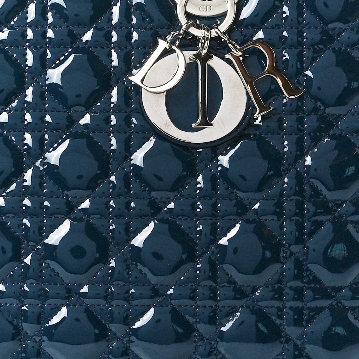 Christian Dior Patent Cannage Large Lady Dior Blue 8 of 11