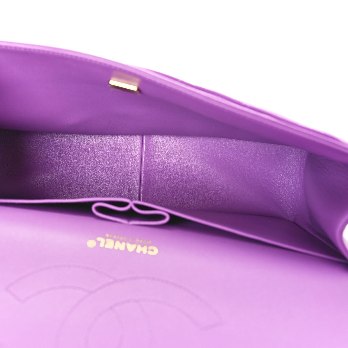 Caviar Quilted Jumbo Double Flap Purple