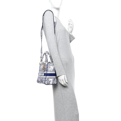 Christian Dior Canvas Reverse Embroidered Rêve d'Infini Medium Lady D-Lite Blue Multicolor 2 of 9