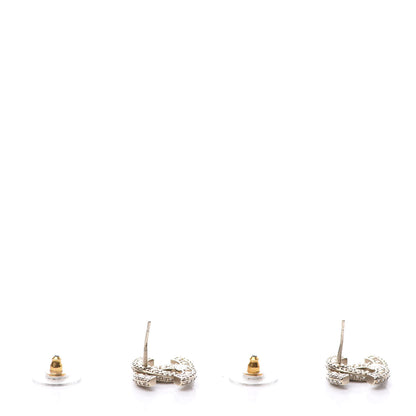 Chanel Crystal Timeless CC Earrings Light Gold 2 of 6