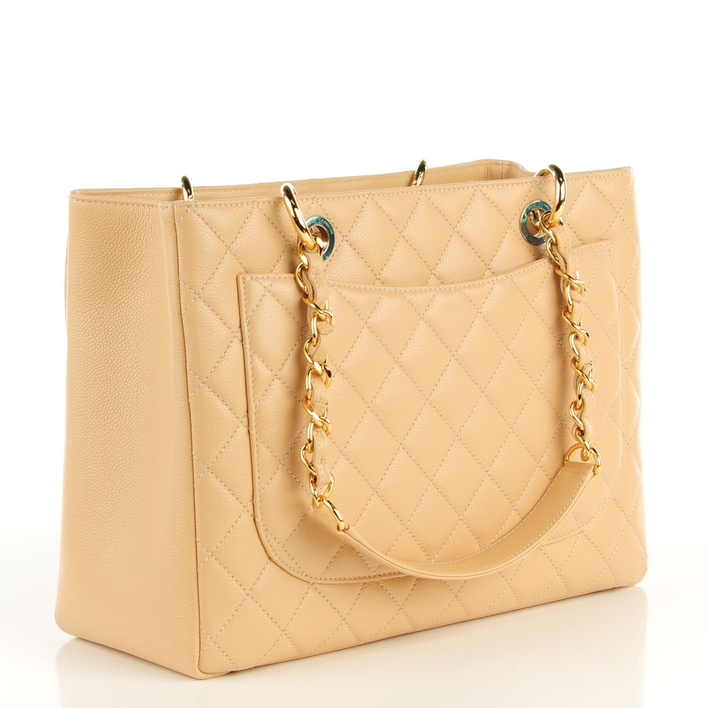 Caviar Quilted Grand Shopping Tote GST Beige Clair