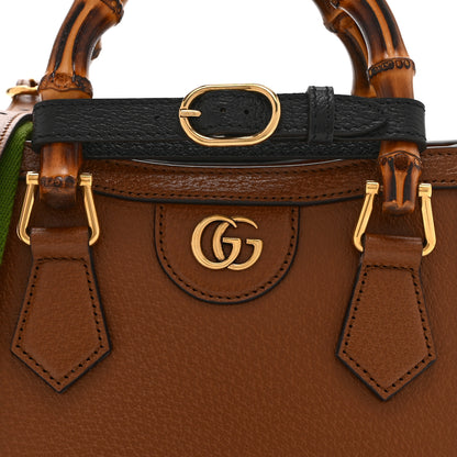 Gucci Textured Dollar Calfskin Web Mini Diana Tote Bag Cuir Black 9 of 11