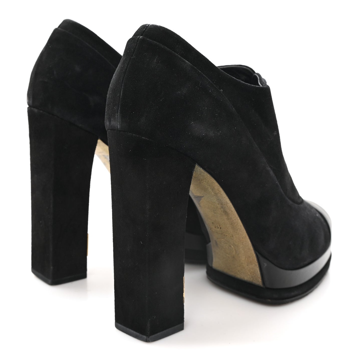 Suede Cap Toe Lace Up Booties 41 Black