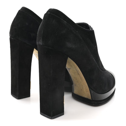 Chanel Suede Cap Toe Lace Up Booties 41 Black 4 of 9