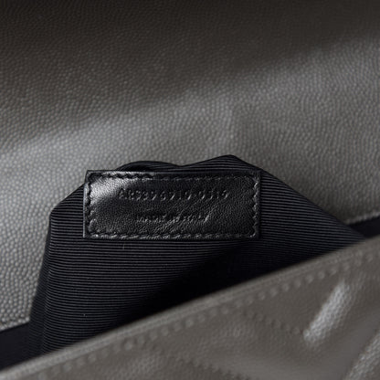 Saint Laurent Grain De Poudre Matelasse Chevron Large Monogram Satchel Bronze 10 of 11