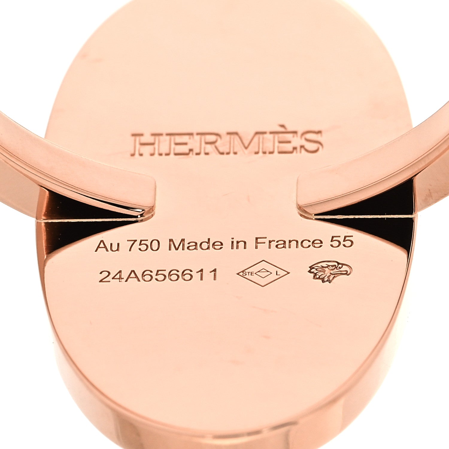 Hermes 18K Rose Gold Ceramic Diamond MM Chaine d'Ancre Verso Ring  55 7.25 4 of 5