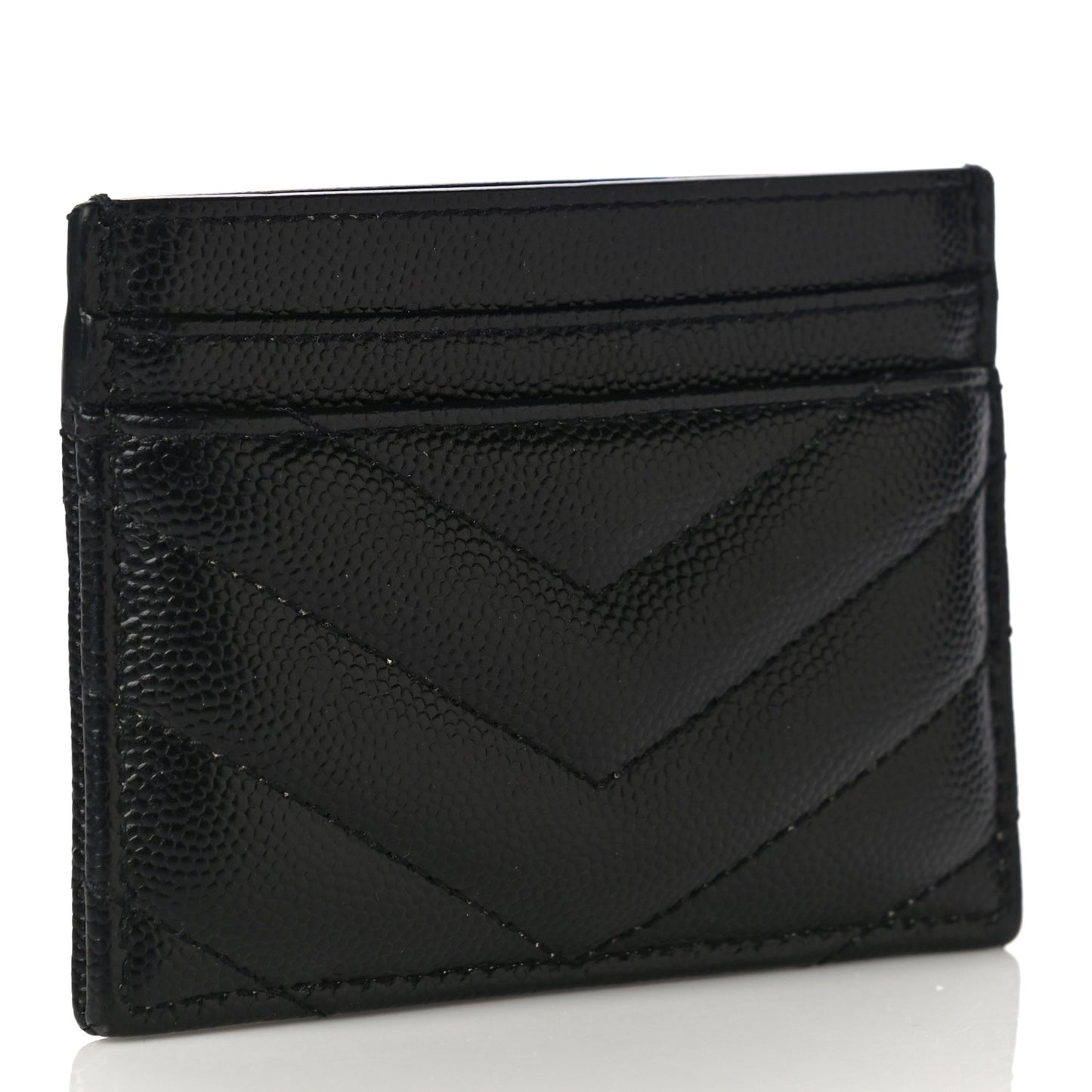Grain De Poudre Matelasse Chevron Monogram Credit Card Case Black