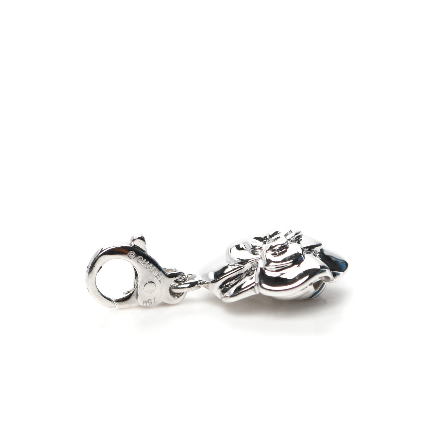18K White Gold Camellia Flower Charm