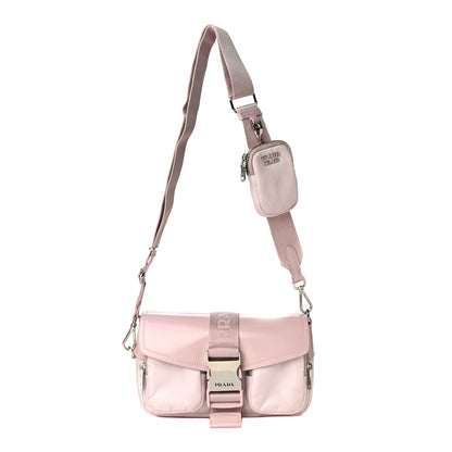 Prada Re-Nylon Spazzolato Double Pocket Buckle Shoulder Bag Alabastro 1 of 10