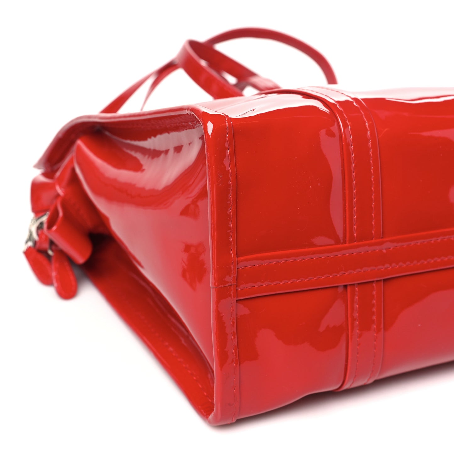 Patent Small Bazar Shopper Tote Red