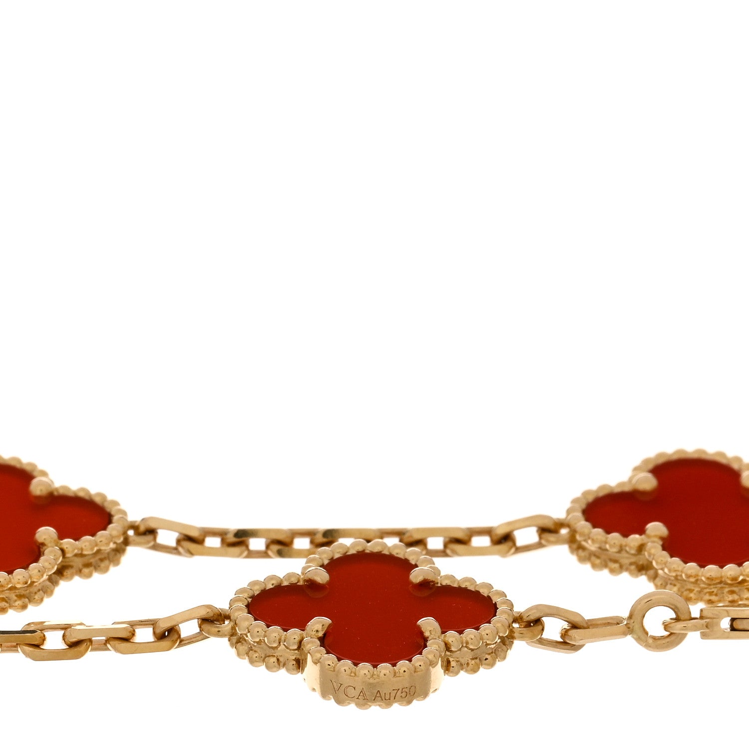 Van Cleef & Arpels 18K Yellow Gold Carnelian 5 Motifs Vintage Alhambra Bracelet 3 of 5