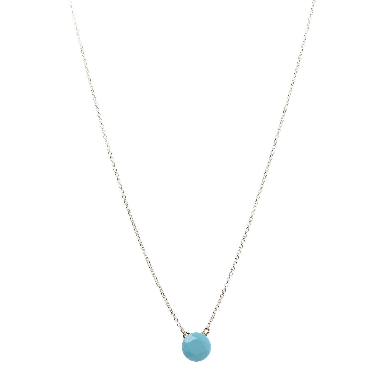 Tiffany 18K Yellow Gold Turquoise Elsa Peretti 1 Carat Pendant Necklace 1 of 7
