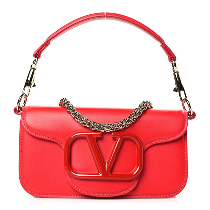 Valentino Garavani Calfskin Enamel Vlogo Small Loco Shoulder Bag Rouge Pur 1 of 8