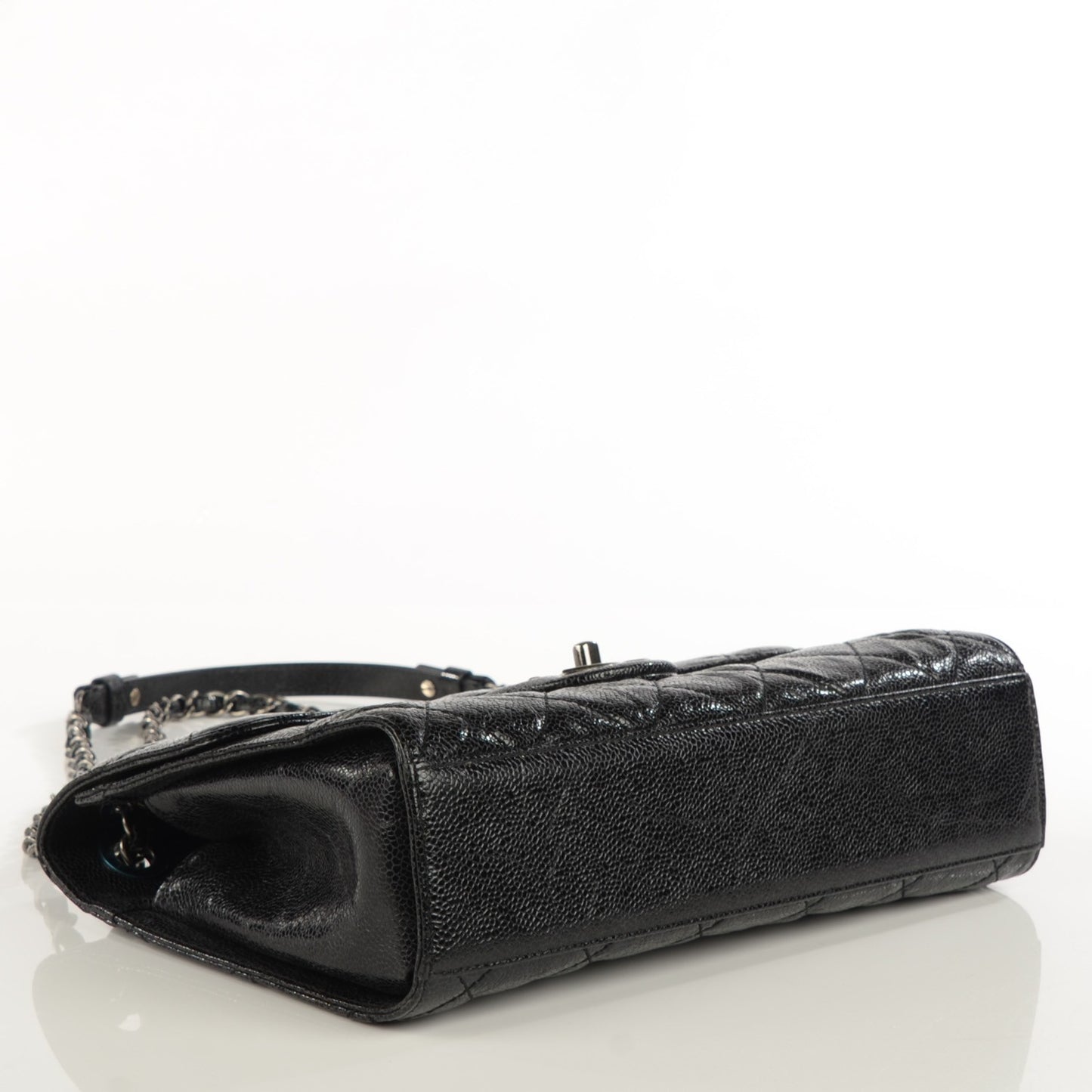Crumpled Grained Calfskin Medium CC Crave Flap Black