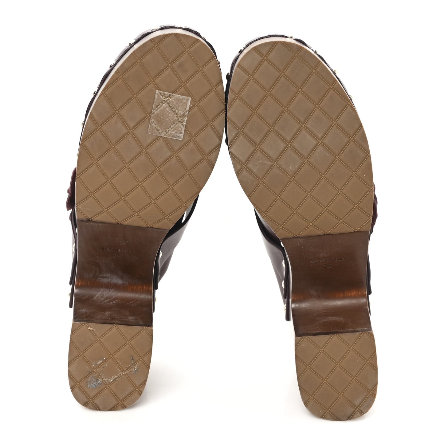 Calfskin Camellia Clogs 38 Dark Purple