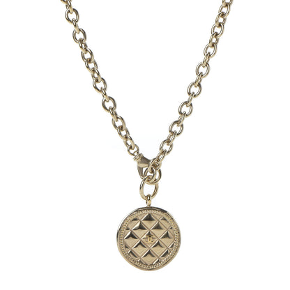 Chanel Quilted CC Pendant Chain Necklace Light Gold 1 of 4