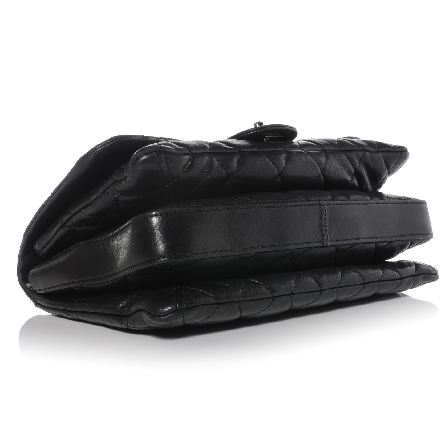 Lambskin Quilted 3 Large Flap Black
