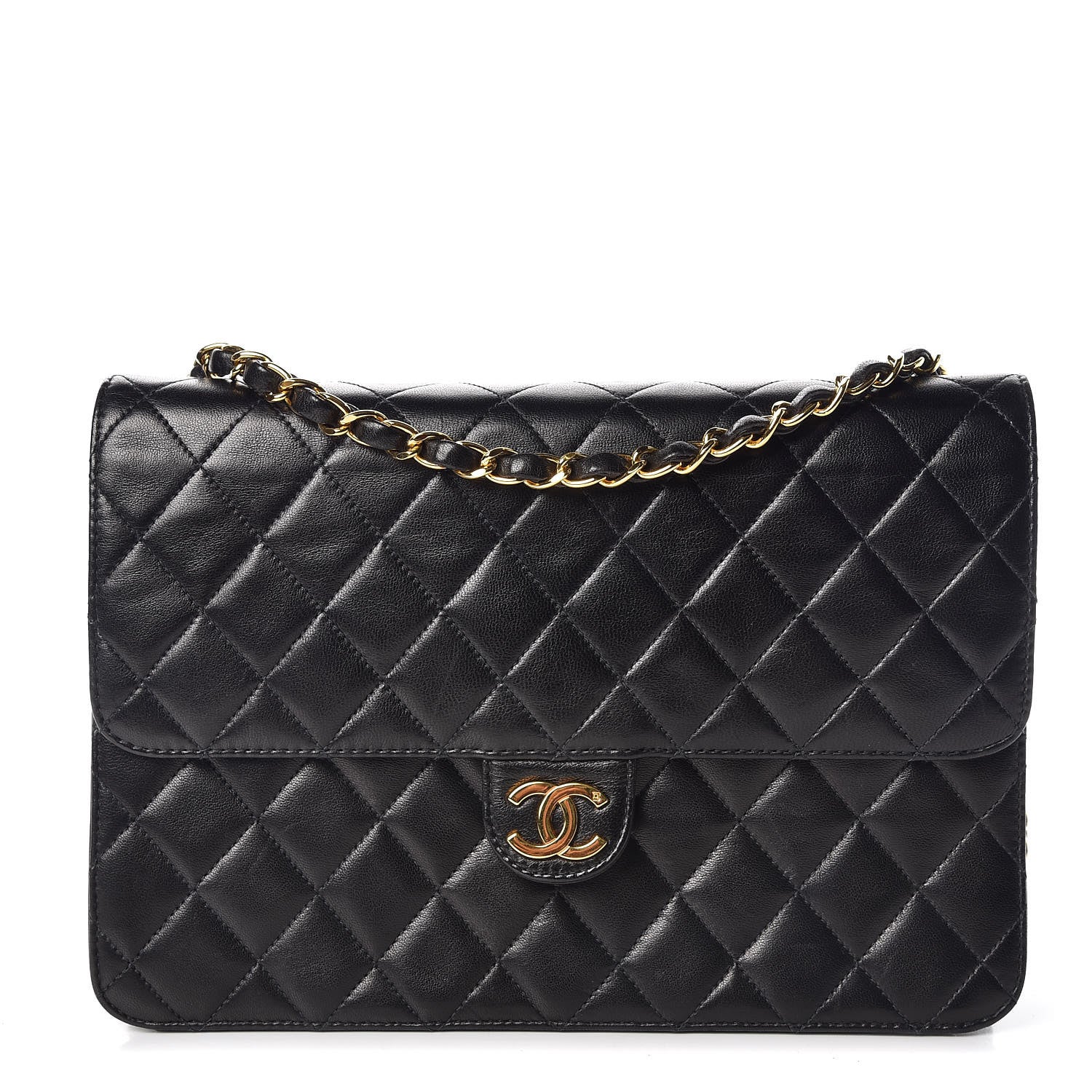 Chanel Lambskin Quilted Medium Single Flap Black 1 of 9