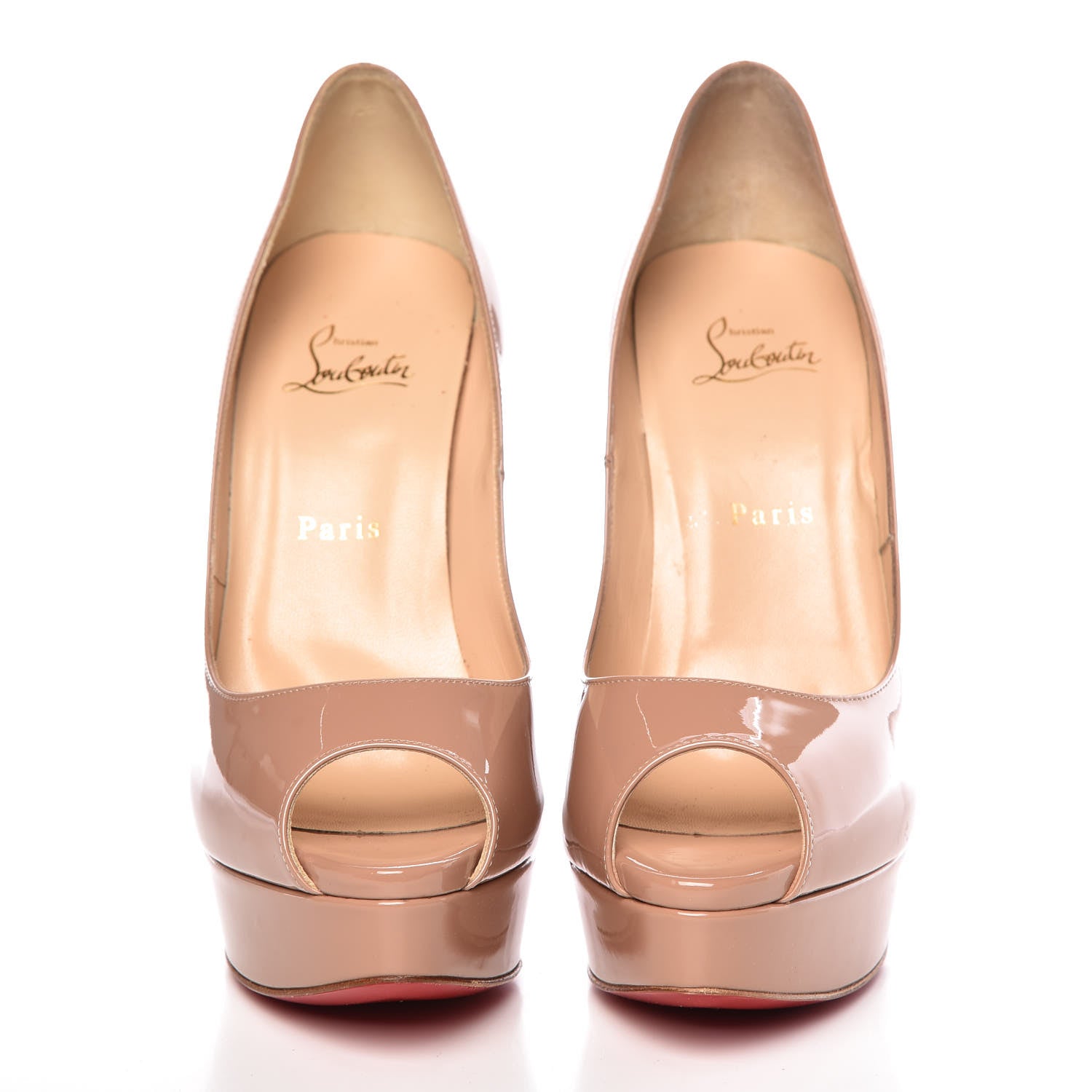 Christian Louboutin Patent Lady Peep 150 Pumps 40 Nude 2 of 8