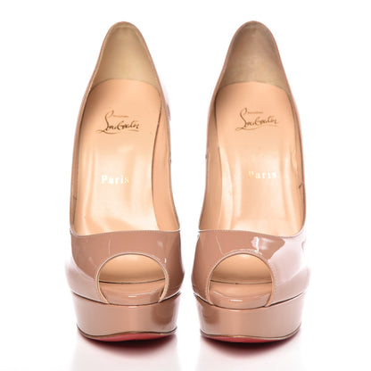 Christian Louboutin Patent Lady Peep 150 Pumps 40 Nude 2 of 8