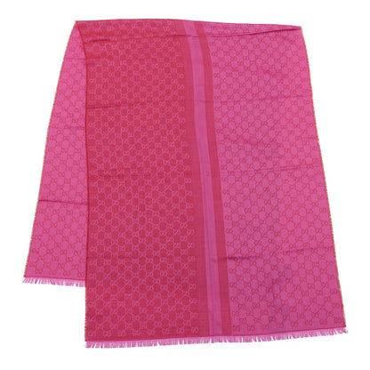 Gucci Wool Silk GG Monogram GGWeblong Fringe Scarf Shawl Red Pink 2 of 4