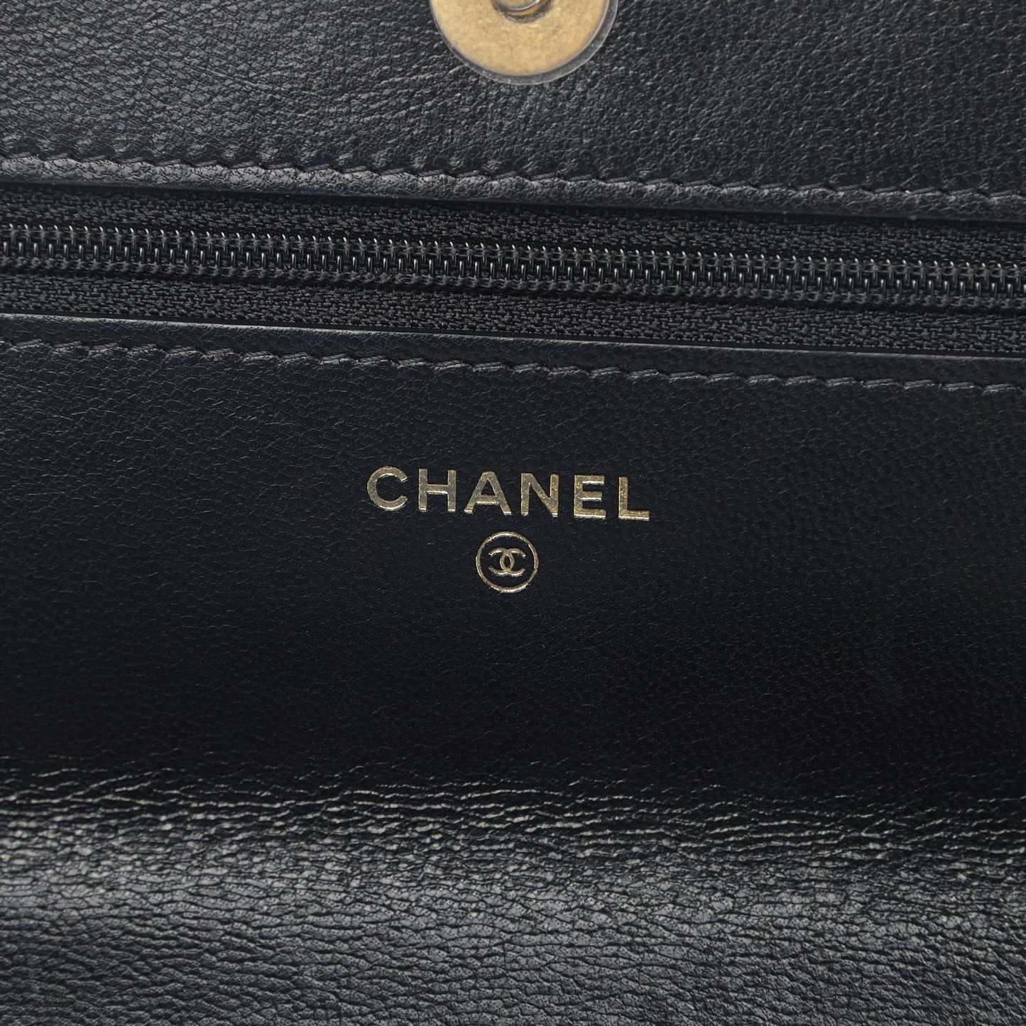 Goatskin Quilted Chanel 19 Wallet On Chain WOC Black
