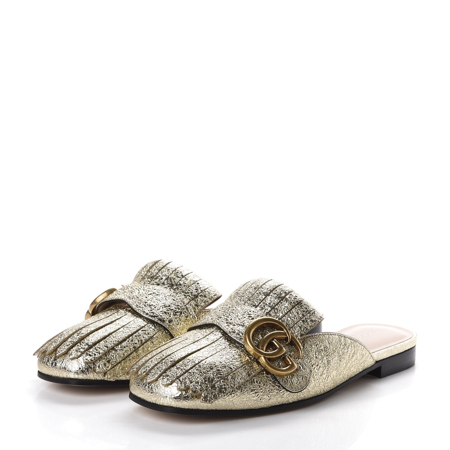 Gucci Galassia Womens GG Marmont Fringe Slippers 36 Platino 2 of 10