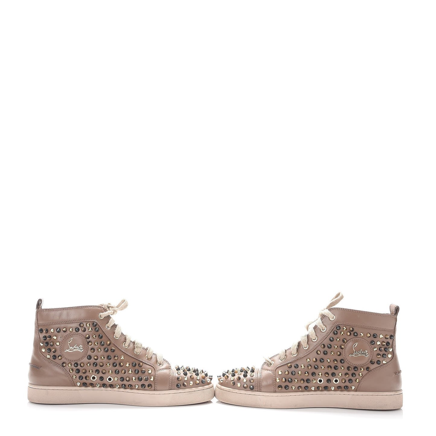 Mens Calfskin Louis Spikes Flat Sneakers 42 Beige