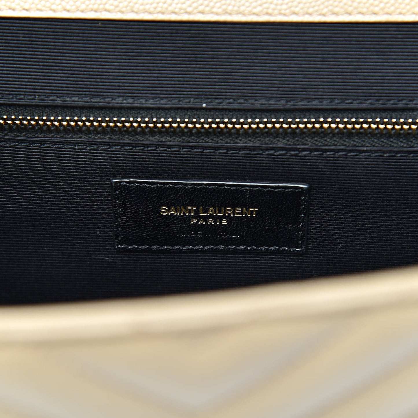 Grain De Poudre Matelasse Chevron Large Monogram Satchel Dark Beige