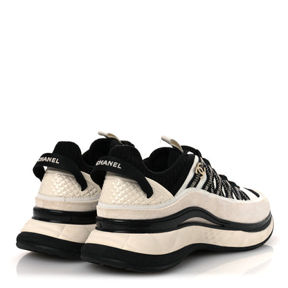 Chanel Fabric Suede Calfskin CC Sneakers 39.5 White Black 5 of 12