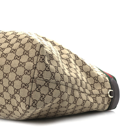 Gucci GG Monogram Web Large Giglio Tote Beige Brown 10 of 12