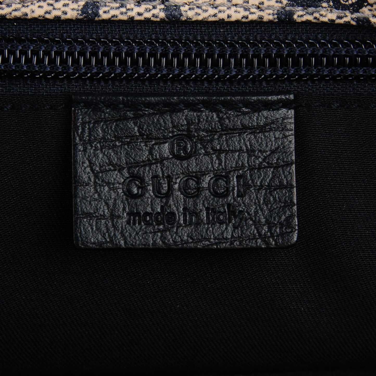 GG Plus Monogram Vintage Web Large Flap Messenger Bag Beige Navy Blue