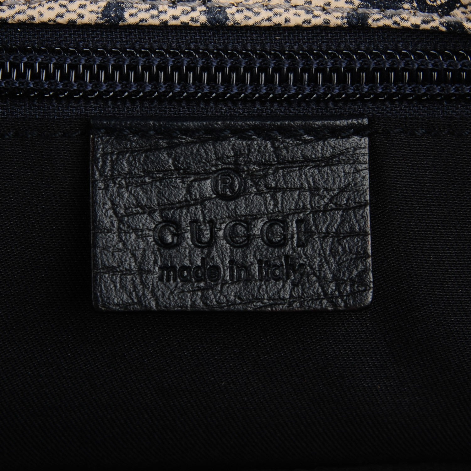 Gucci GG Plus Monogram Vintage Web Large Flap Messenger Bag Beige Navy Blue 6 of 7