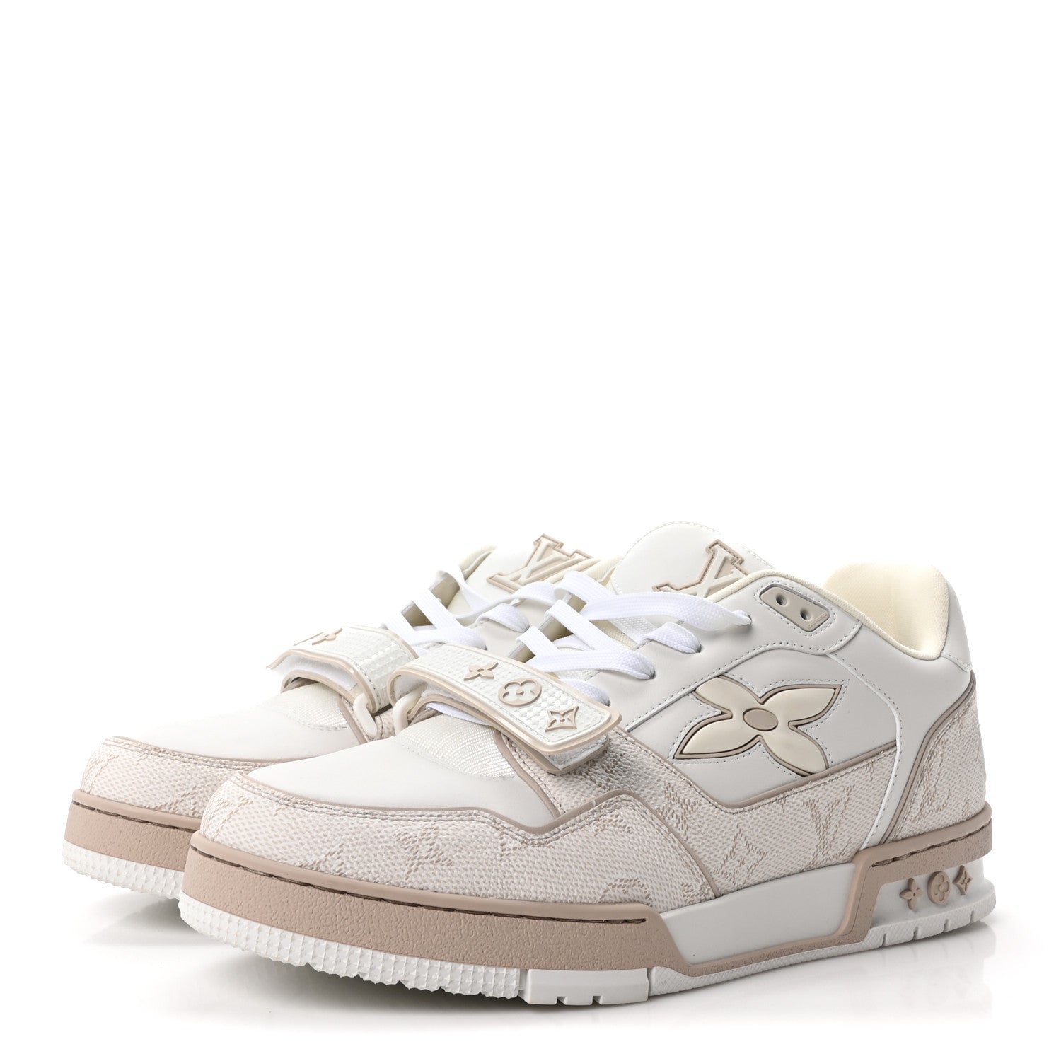 Louis Vuitton Calfskin Monogram Mens LV Trainer Sneakers 9.5 Beige 4 of 9